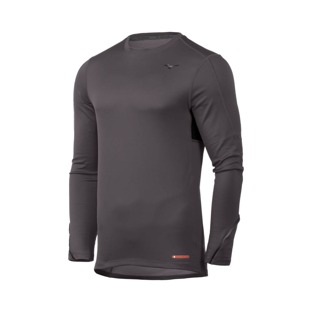 Panske Base Layer Mizuno Breath Thermo® Long Sleeve Tmavo Siva Vypredaj VUJI41827